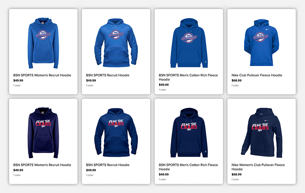 Screenshot of merchandise in our BSN site