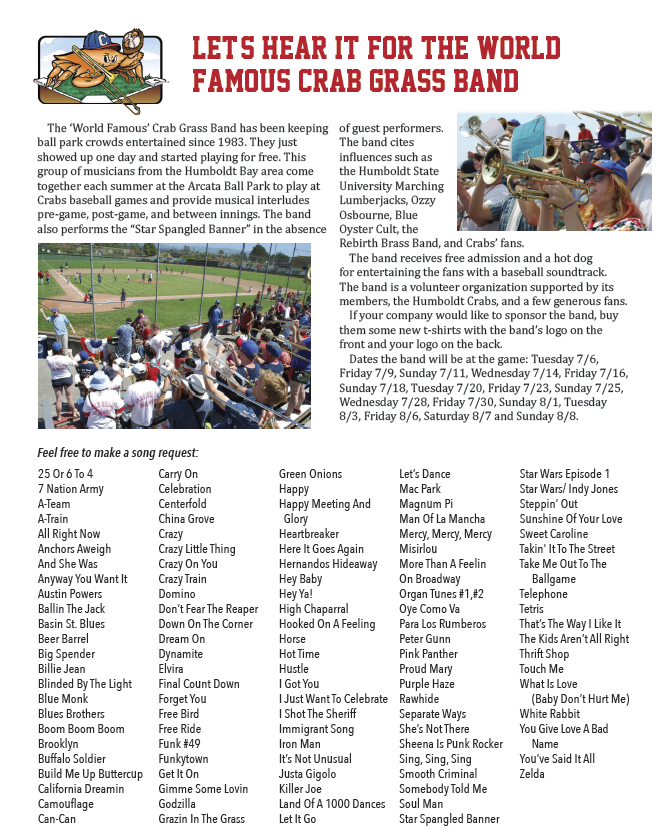 World Famous Crab Grass Band 2021 Humboldt Crabs